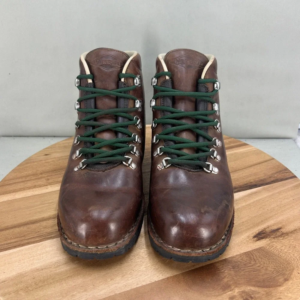 Merrell Wilderness Legend Mens Canyon Brown Leather Hiking Boots Size 9 M